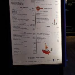 Bubba's Downtown, Budapest - Étlap/itallap