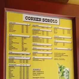 Corner Söröző, Kőszeg - Étlap/itallap
