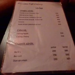 Corvinus Café - Dohány utca Budapest - Étlap/itallap