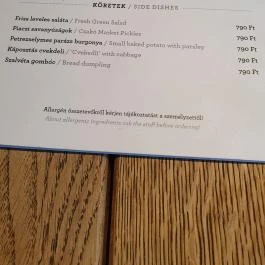 ODA Budapest - Étlap/itallap