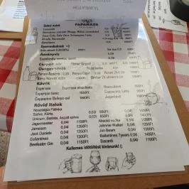 Faparázs Grillterasz, Dunabogdány - Étlap/itallap