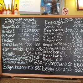 Fény söröző Budapest - Étlap/itallap