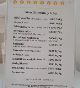 Füzes Sajtműhely - Sajt. Műhely. Reggeli.