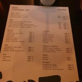 GOZO Listening Bar, Budapest - Étlap/itallap