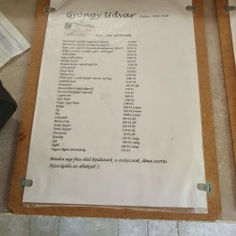 Gyöngy udvar, Kapolcs - Étlap/itallap