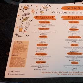 Hedon Budapest - Étlap/itallap
