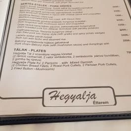 Hegyalja Vendéglő Panzió Zsámbék - Étlap/itallap