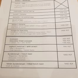 Helyszín Budapest - Étlap/itallap