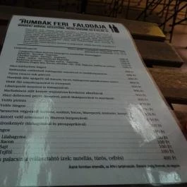 Humbák Művek, Budapest - Étlap/itallap