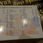 Jaromír'68 Cseh Sörbisztró Budapest - Étlap/itallap