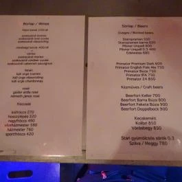 Kék Ló Fashion Pub, Budapest - Étlap/itallap