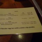 Kiadó Kocsma Budapest - Étlap/itallap