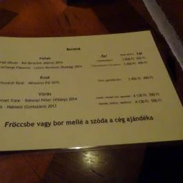 Kiadó Kocsma, Budapest - Étlap/itallap