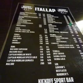 Kickoff Sport Bár, Budapest - Étlap/itallap