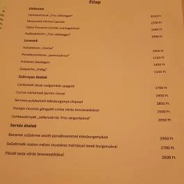 Kisesti, Budapest - Étlap/itallap