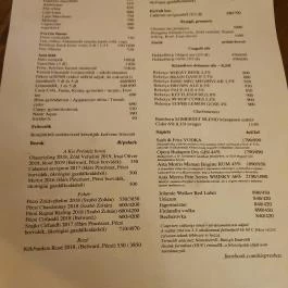 KisPrésház, Budapest - Étlap/itallap