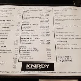 KNRDY - American Steakhouse & Bar Budapest - Étlap/itallap