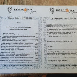 Központ Café & Bistro, Mosonmagyaróvár - Étlap/itallap