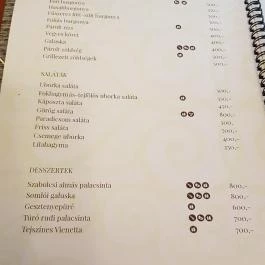 Kraszna Vigadó Étterem Kocsord - Étlap/itallap