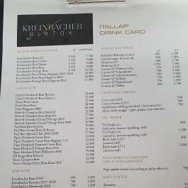 Kreinbacher Bistro Somlóvásárhely - Étlap/itallap