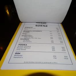 KUZIN Bar, Budapest - Étlap/itallap