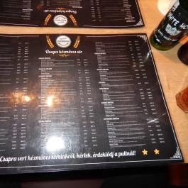 Legfelsőbb Beeróság, Budapest - Étlap/itallap