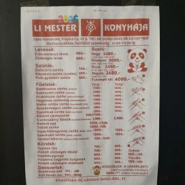 Li Mester Konyhája Komárom - Étlap/itallap