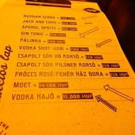 Liter Bar, Budapest - Étlap/itallap