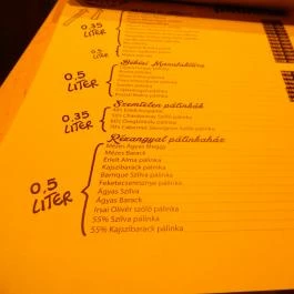 Liter Bar, Budapest - Étlap/itallap