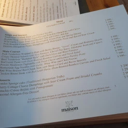 Maison Bistro - Maison Bistro & Hotel étterme, Budapest - Étlap/itallap