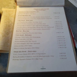 Maison Bistro - Maison Bistro & Hotel étterme, Budapest - Étlap/itallap