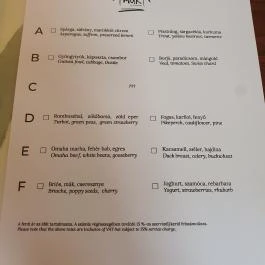 MÁK restaurant, Budapest - Étlap/itallap