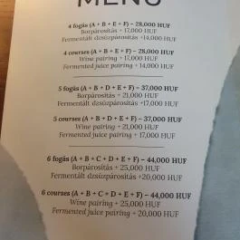 MÁK restaurant, Budapest - Étlap/itallap