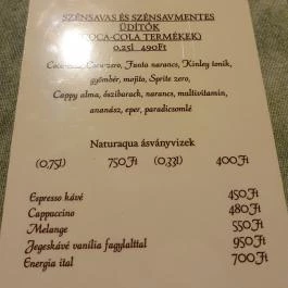 Mediterraneo Vendégfogadó Esztergom - Étlap/itallap