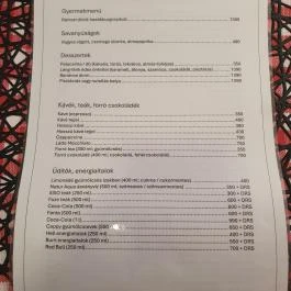 Muki büfé, Tatabánya - Étlap/itallap