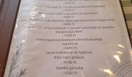 Nagyszénás Menedékház Nagykovácsi - Étlap/itallap