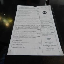 NU - Bor & Bisztronómia, Budapest - Étlap/itallap
