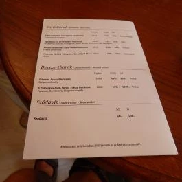 Pampetrics Borszaküzlet, Borozó Keszthely - Étlap/itallap