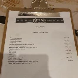 Pécsi Sör Beer & Traditional Food, Budapest - Étlap/itallap