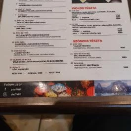 Pho 74, Budapest - Étlap/itallap