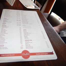 Pirítós Pub, Budapest - Étlap/itallap