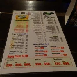 Pointer Pub - Margit körút, Budapest - Étlap/itallap