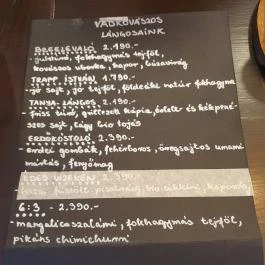 Próbafülke, Szeged - Étlap/itallap
