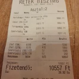 Retek Bisztró Budapest - Étlap/itallap