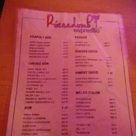 Rózsadomb Espresszo & Café, Budapest - Étlap/itallap
