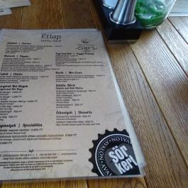 Sörkert (Avalon Park), Miskolctapolca - Étlap/itallap