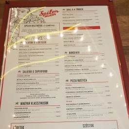Spíler Buda, Budapest - Étlap/itallap