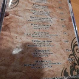Szlovák Söröző & Étterem Budapest - Étlap/itallap