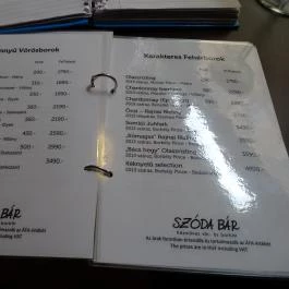 Szóda Bár, Debrecen - Étlap/itallap