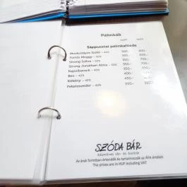 Szóda Bár, Debrecen - Étlap/itallap